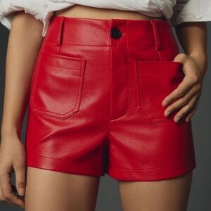 Maeve Anthropologie Faux Leather Red Shorts